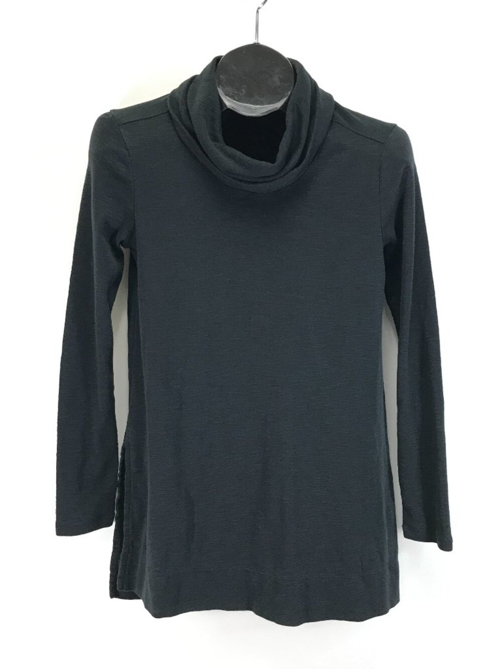 J. Jill Pima Cowl Neck Tunic Top Women's XS Black Cotton Knit Career Casual
